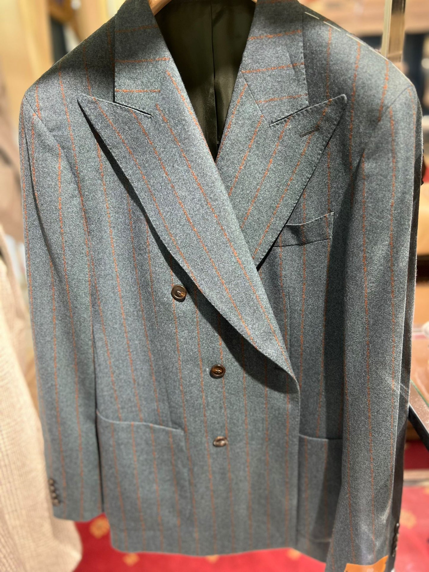 Green Brown Stripe DB Suit