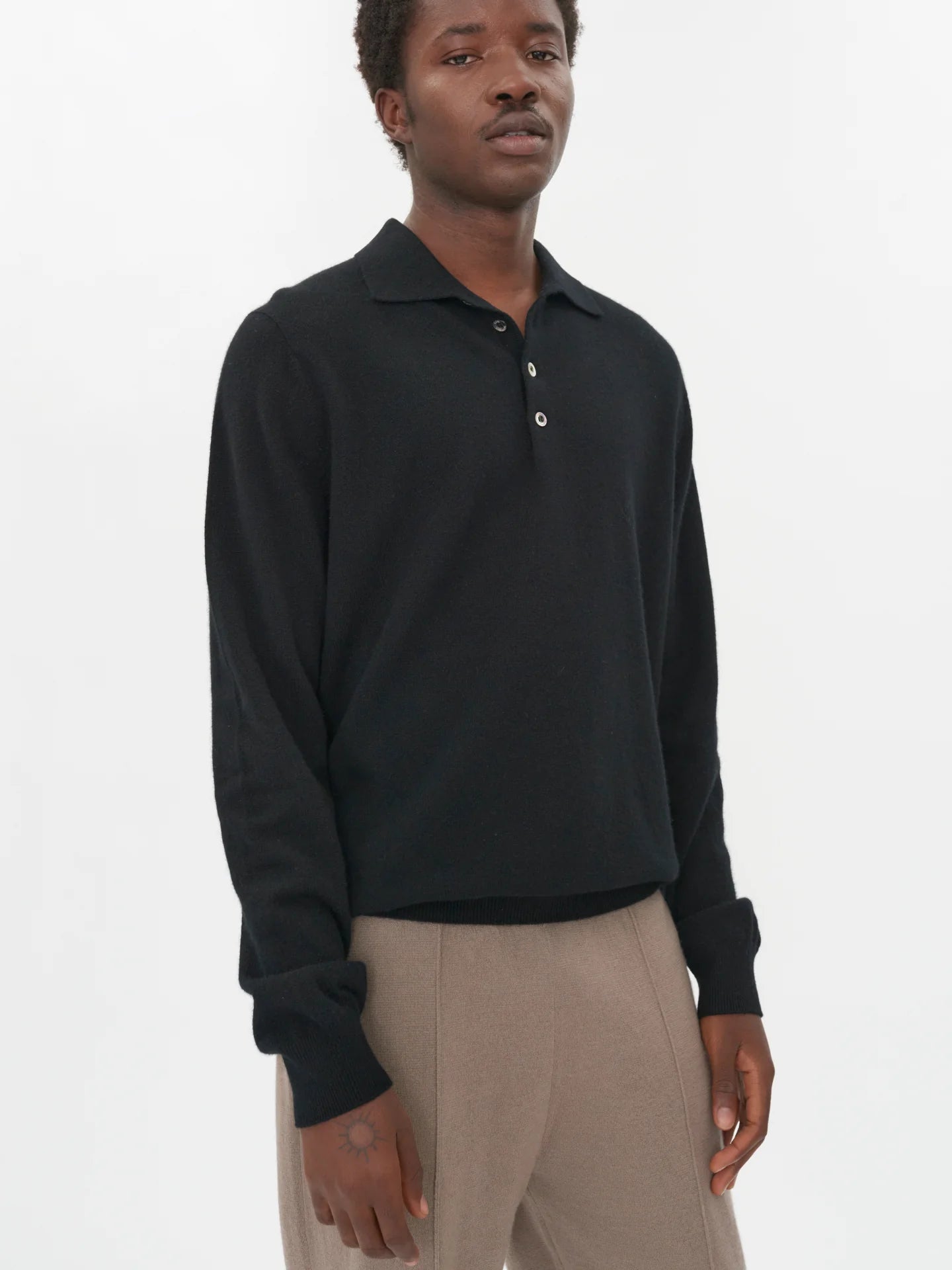 Black Long Sleeve Polo