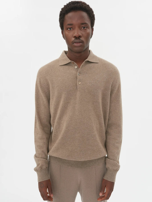 Taupe Long Sleeve Polo