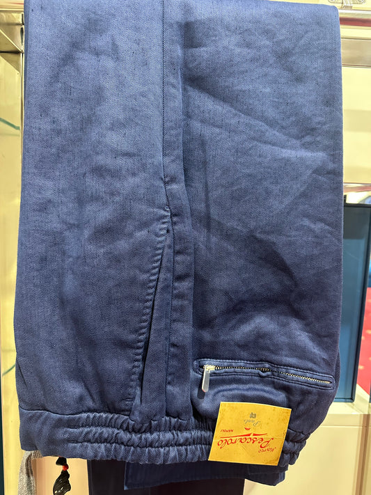 Blue Linen Flexo Trousers