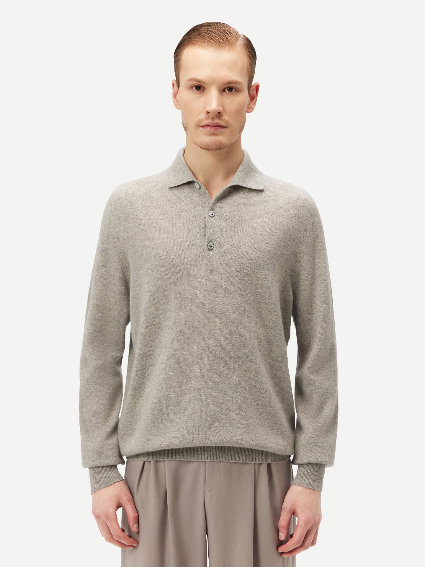 Light Grey Long Sleeve Polo