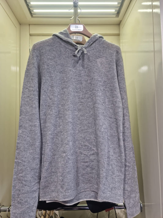 Light Grey Cashmere Crewneck With Hoodie