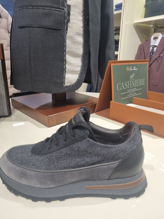 Dark Grey Sneakers With Cashmere