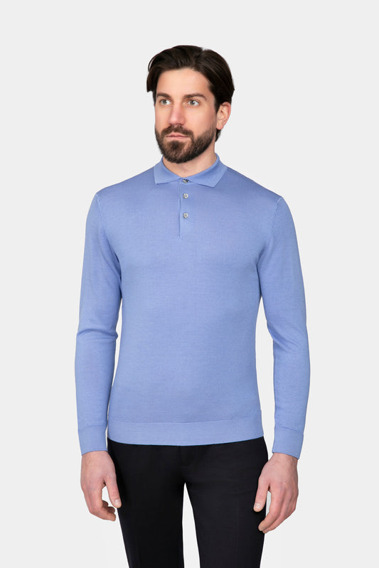 Light Blue Long Sleeve Polo Shirt