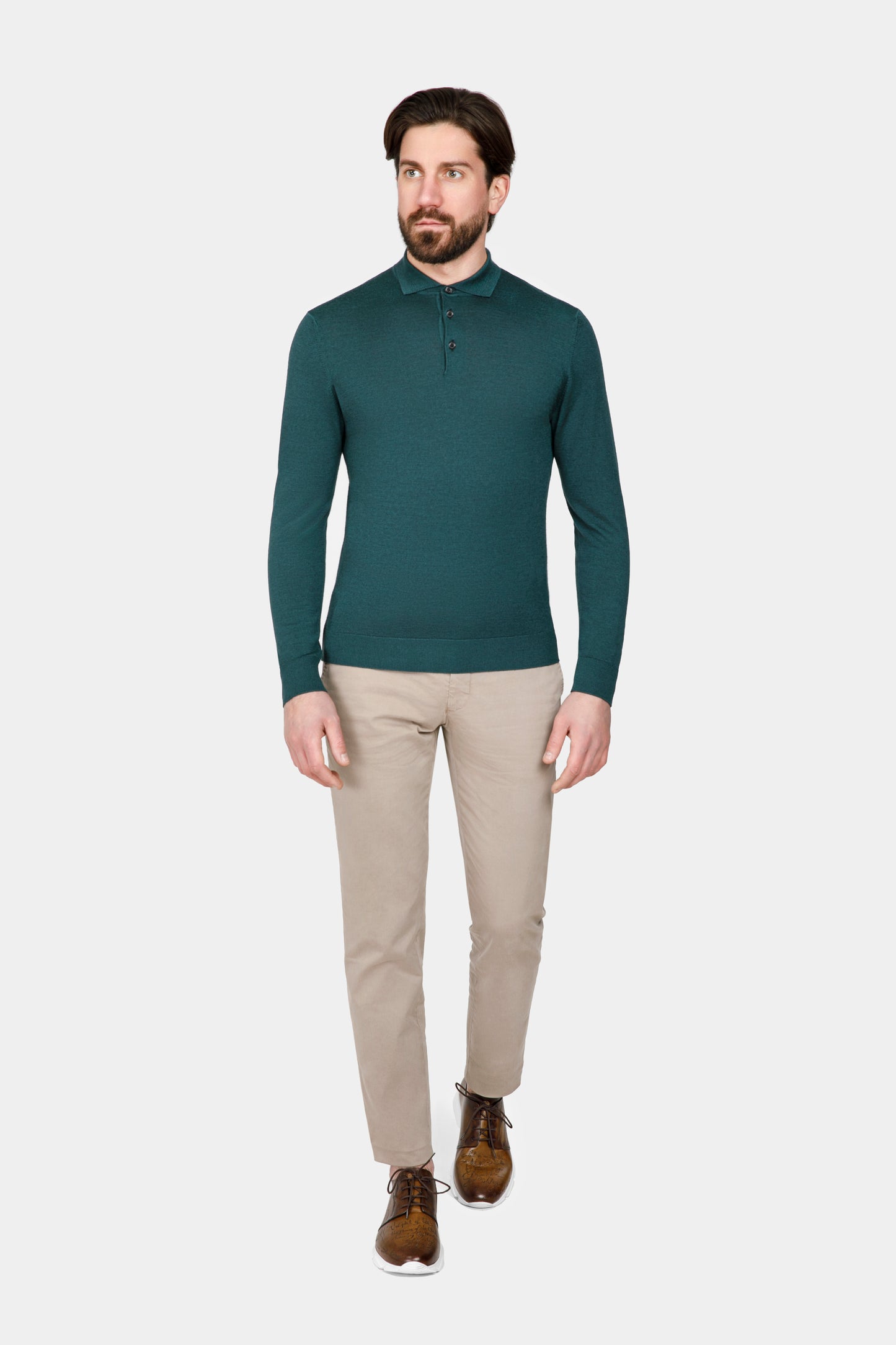 Green Long Sleeve Polo Shirt