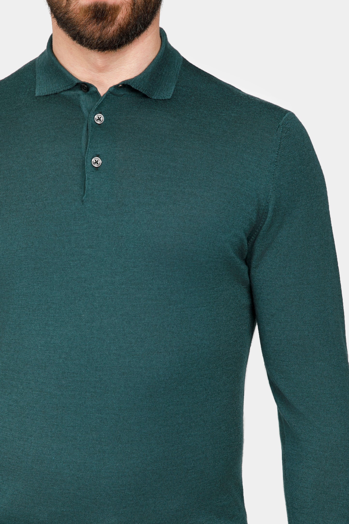 Green Long Sleeve Polo Shirt