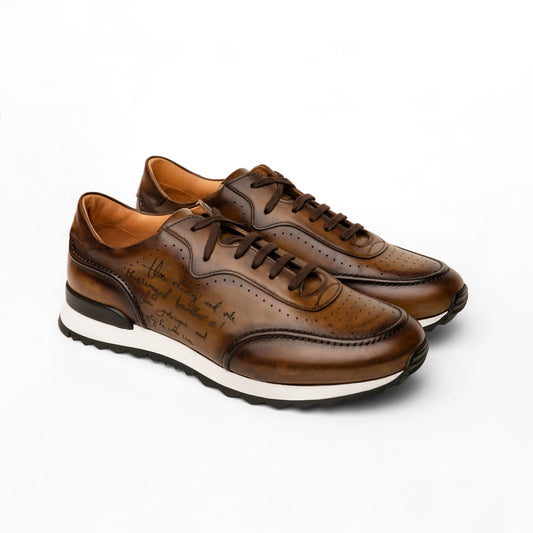 Brown Engraved Trainers