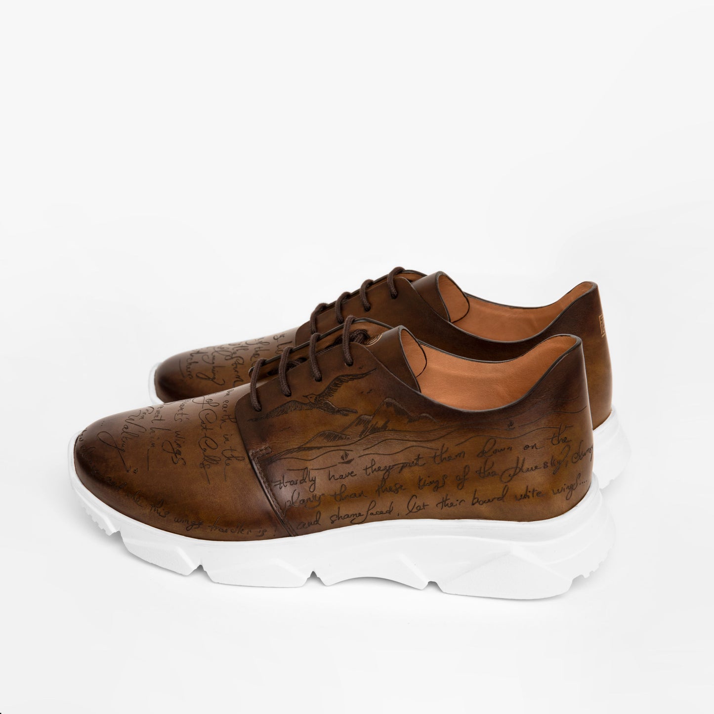 Brown Engraved Sneakers