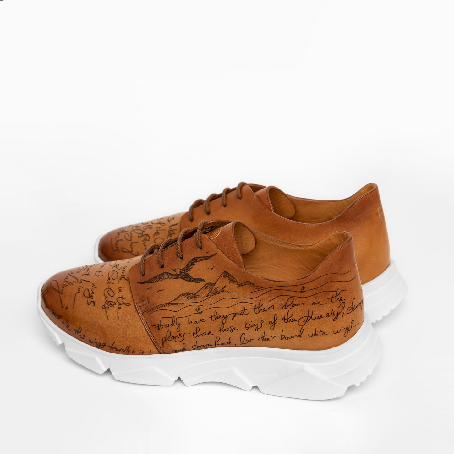 Light Brown Engraved Sneakers