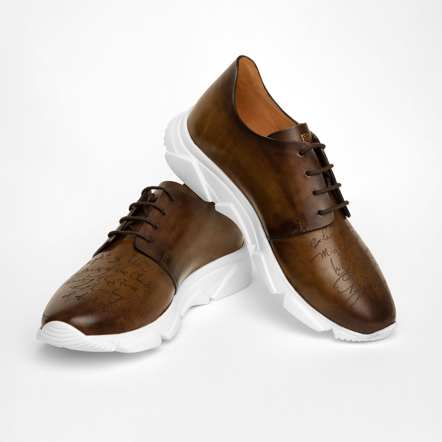 Brown Engraved Sneakers