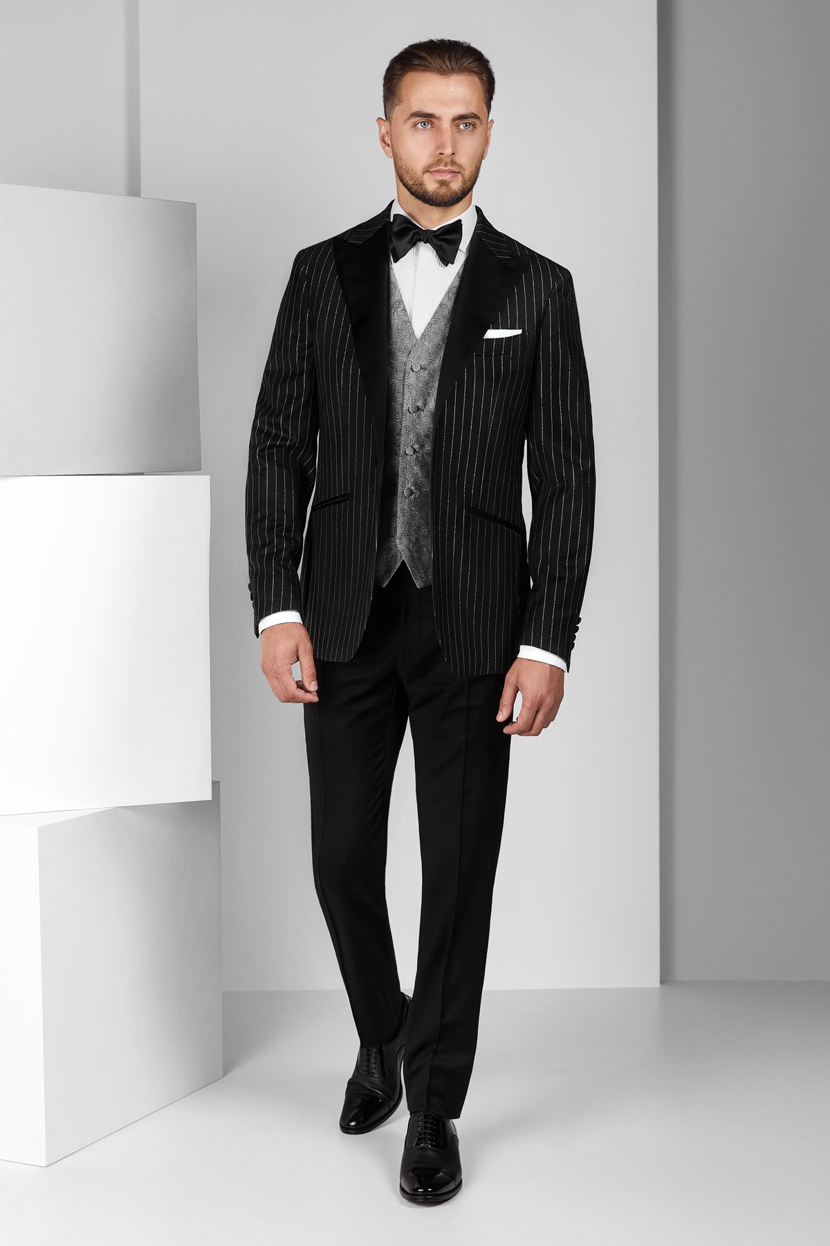 Metallic Stripe Dafin Tuxedo Jacket