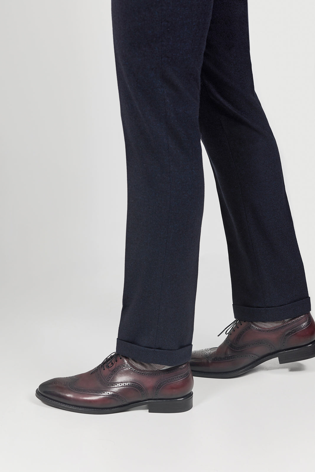 Dark Navy Check Como Trousers