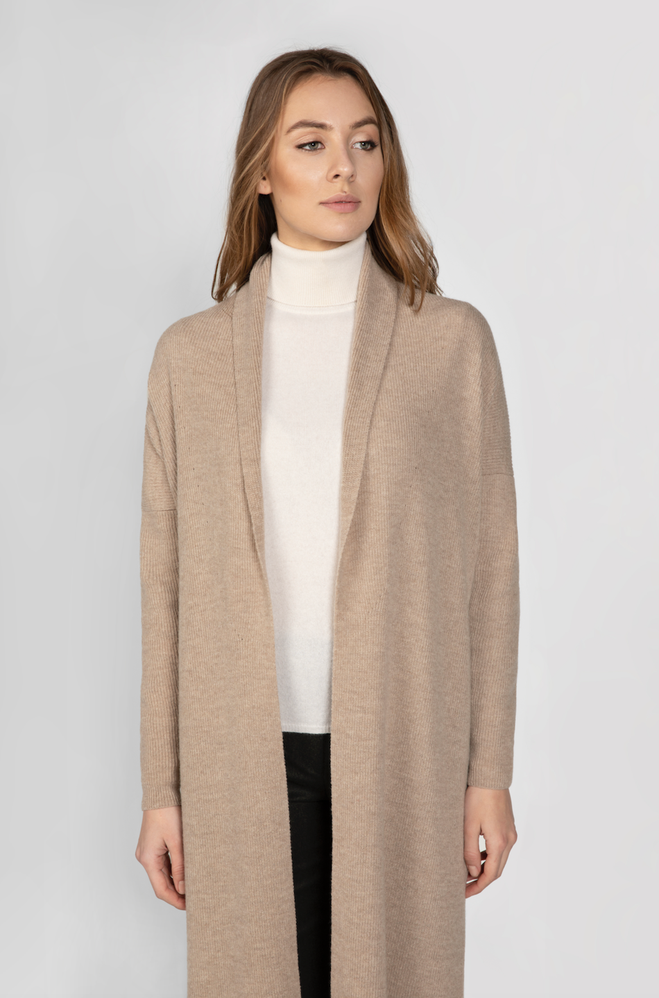 Beige Long Cardigan